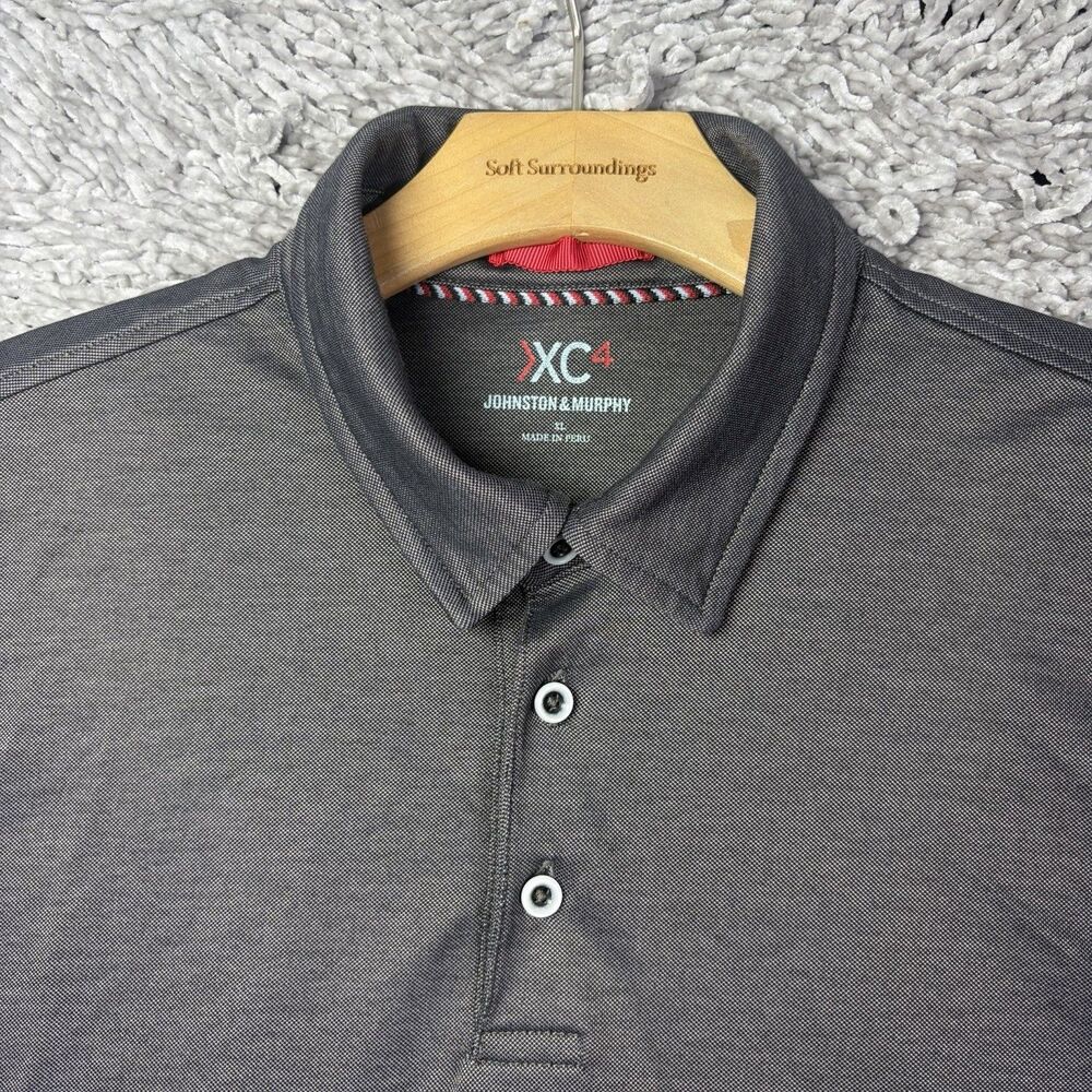 Johnston Murphy XC4 Polo Shirt Mens XL Short Sleeve Gray Golf Preppy Pima Cotton
